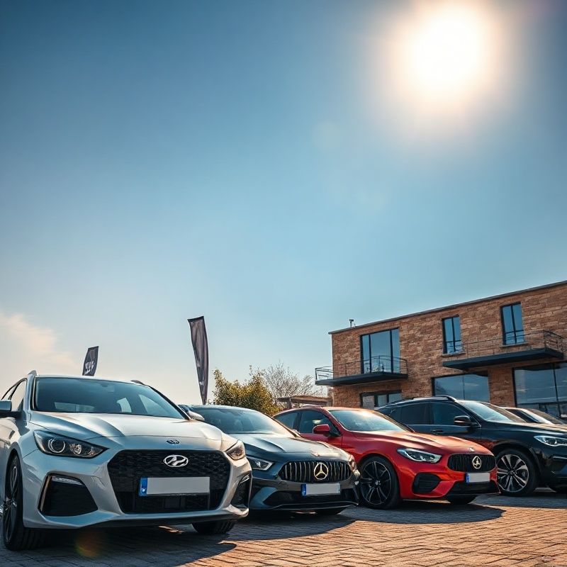 Pomno birani rabljeni automobili na otvorenom parkiralištu u Osijeku pod azurnim nebom